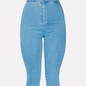 Prettylittlething disco light blue jeans